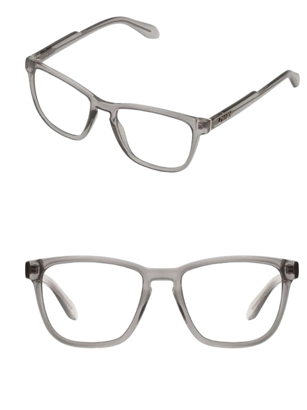 QUAY Australia Mini Hardware Blue Light Filtering Glasses Gray 50mm Like New - Picture 2 of 3